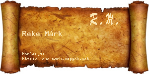 Reke Márk névjegykártya